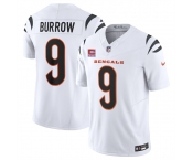 Men's Cincinnati Bengals #9 Joe Burrow White 2025 F.U.S.E. With 4-Star C Patch Vapor Untouchable Limited Stitched Football Jersey