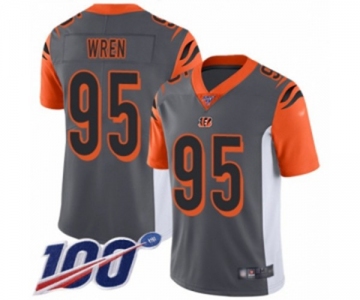 Men's Cincinnati Bengals #95 Renell Wren Limited Silver Inverted Legend 100th Season Football Jersey