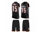 Men's Nike Cincinnati Bengals #15 John Ross Limited Black Tank Top Suit NFL Jersey