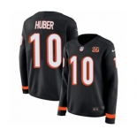 Women Nike Cincinnati Bengals #10 Kevin Huber Limited Black Therma Long Sleeve NFL Jersey