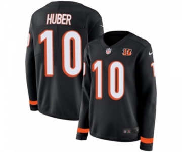 Women Nike Cincinnati Bengals #10 Kevin Huber Limited Black Therma Long Sleeve NFL Jersey