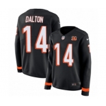 Women Nike Cincinnati Bengals #14 Andy Dalton Limited Black Therma Long Sleeve NFL Jersey