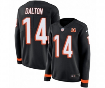 Women Nike Cincinnati Bengals #14 Andy Dalton Limited Black Therma Long Sleeve NFL Jersey