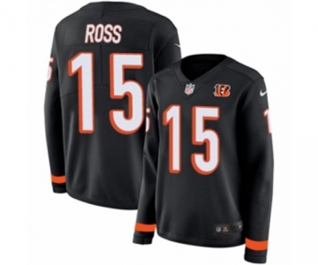 Women Nike Cincinnati Bengals #15 John Ross Limited Black Therma Long Sleeve NFL Jersey