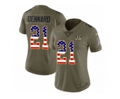 Women Nike Cincinnati Bengals #21 Darqueze Dennard Limited Olive USA Flag 2017 Salute to Service NFL Jersey