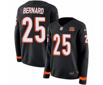 Women Nike Cincinnati Bengals #25 Giovani Bernard Limited Black Therma Long Sleeve NFL Jersey
