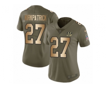 Women Nike Cincinnati Bengals #27 Dre Kirkpatrick Limited Olive Gold 2017 Salute to Service NFL Jersey