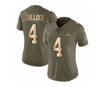 Women Nike Cincinnati Bengals #4 Randy Bullock Limited Olive Gold 2017 Salute to Service NFL Jersey