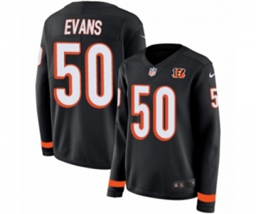 Women Nike Cincinnati Bengals #50 Jordan Evans Limited Black Therma Long Sleeve NFL Jersey