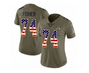 Women Nike Cincinnati Bengals #74 Jake Fisher Limited Olive USA Flag 2017 Salute to Service NFL Jersey