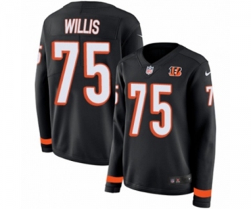 Women Nike Cincinnati Bengals #75 Jordan Willis Limited Black Therma Long Sleeve NFL Jersey
