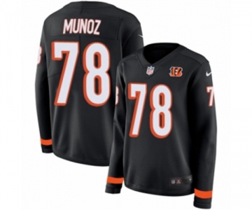 Women Nike Cincinnati Bengals #78 Anthony Munoz Limited Black Therma Long Sleeve NFL Jersey