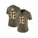 Women Nike Cincinnati Bengals #92 Pat Sims Limited Olive Gold 2017 Salute to Service NFL Jersey