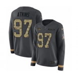 Women Nike Cincinnati Bengals #97 Geno Atkins Limited Black Salute to Service Therma Long Sleeve NFL Jersey