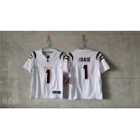 Women's Cincinnati Bengals #1 Ja'Marr Chase White F.U.S.E. Vapor Football Stitched Jersey Women's Cincinnati Bengals #1 Ja'Marr Chase White F.U.S.E. Vapor Football Stitched Jersey