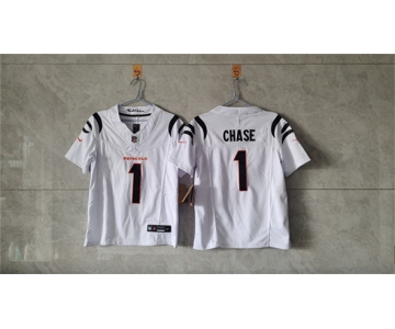 Women's Cincinnati Bengals #1 Ja'Marr Chase White F.U.S.E. Vapor Football Stitched Jersey
