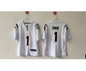 Women's Cincinnati Bengals #1 Ja'Marr Chase White Vapor Football Stitched Jersey