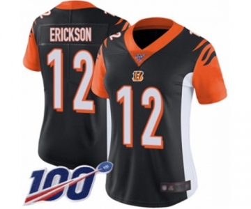 Women's Cincinnati Bengals #12 Alex Erickson Black Team Color Vapor Untouchable Limited Player 100th Season Football Jersey