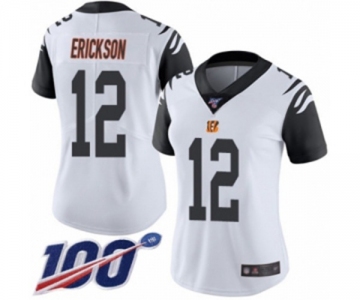 Women's Cincinnati Bengals #12 Alex Erickson Limited White Rush Vapor Untouchable 100th Season Football Jersey