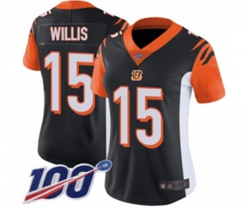 Women's Cincinnati Bengals #15 Damion Willis Black Team Color Vapor Untouchable Limited Player 100th Season Football Jersey