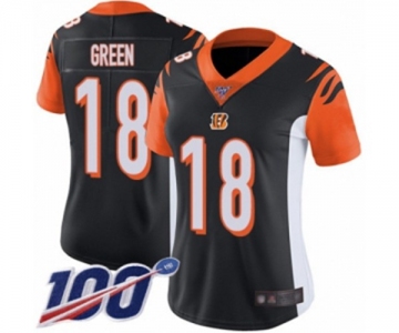 Women's Cincinnati Bengals #18 A.J. Green Black Team Color Vapor Untouchable Limited Player 100th Season Football Jersey