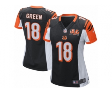 Women's Cincinnati Bengals #18 A.J. Green Nike Black 50th Anniversary Patch Game Jersey
