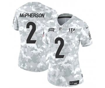 Women's Cincinnati Bengals #2 Evan McPherson 2024 F.U.S.E Arctic Camo Salute To Service Limited Stitched Football Jersey