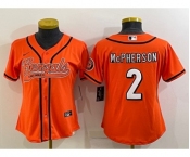 Women's Cincinnati Bengals #2 Evan McPherson Orange With Patch Cool Base Stitched Baseball Jersey