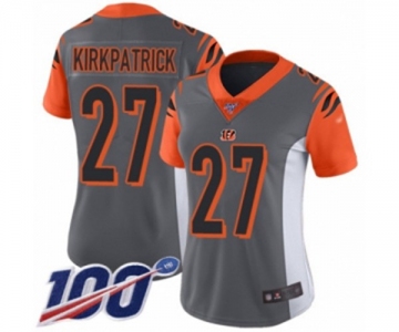 Women's Cincinnati Bengals #27 Dre Kirkpatrick Limited Silver Inverted Legend 100th Season Football Jersey