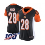 Women's Cincinnati Bengals #28 Joe Mixon Black Team Color Vapor Untouchable Limited Player 100th Season Football Jersey