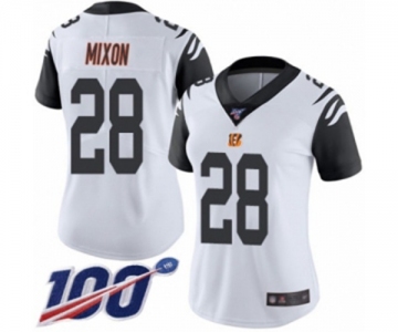 Women's Cincinnati Bengals #28 Joe Mixon Limited White Rush Vapor Untouchable 100th Season Football Jersey
