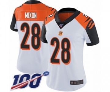 Women's Cincinnati Bengals #28 Joe Mixon White Vapor Untouchable Limited Player 100th Season Football Jersey