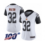 Women's Cincinnati Bengals #32 Mark Walton Limited White Rush Vapor Untouchable 100th Season Football Jersey