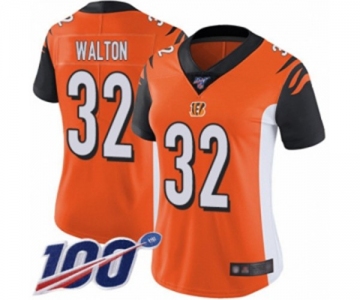 Women's Cincinnati Bengals #32 Mark Walton Orange Alternate Vapor Untouchable Limited Player 100th Season Football Jersey