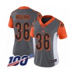 Women's Cincinnati Bengals #36 Shawn Williams Limited Silver Inverted Legend 100th Season Football Jersey