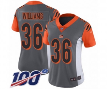 Women's Cincinnati Bengals #36 Shawn Williams Limited Silver Inverted Legend 100th Season Football Jersey
