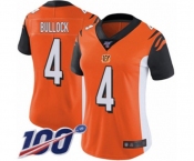 Women's Cincinnati Bengals #4 Randy Bullock Orange Alternate Vapor Untouchable Limited Player 100th Season Football Jersey