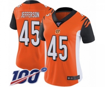 Women's Cincinnati Bengals #45 Malik Jefferson Orange Alternate Vapor Untouchable Limited Player 100th Season Football Jersey