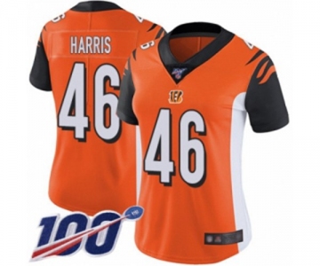 Women's Cincinnati Bengals #46 Clark Harris Orange Alternate Vapor Untouchable Limited Player 100th Season Football Jersey