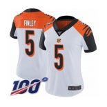 Women's Cincinnati Bengals #5 Ryan Finley White Vapor Untouchable Limited Player 100th Season Football Jersey
