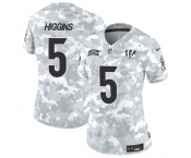 Women's Cincinnati Bengals #5 Tee Higgins 2024 F.U.S.E Arctic Camo Salute To Service Limited Stitched Football Jersey