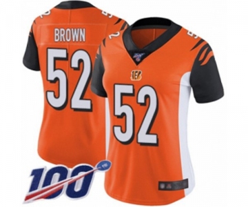 Women's Cincinnati Bengals #52 Preston Brown Orange Alternate Vapor Untouchable Limited Player 100th Season Football Jersey
