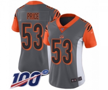 Women's Cincinnati Bengals #53 Billy Price Limited Silver Inverted Legend 100th Season Football Jersey