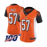 Women's Cincinnati Bengals #57 Germaine Pratt Orange Alternate Vapor Untouchable Limited Player 100th Season Football Jersey