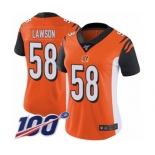 Women's Cincinnati Bengals #58 Carl Lawson Orange Alternate Vapor Untouchable Limited Player 100th Season Football Jersey