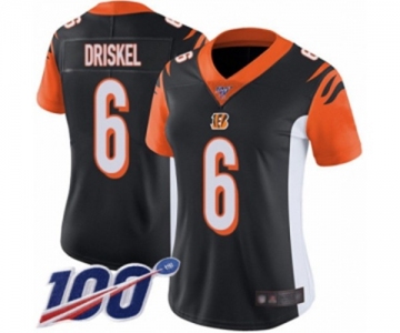 Women's Cincinnati Bengals #6 Jeff Driskel Black Team Color Vapor Untouchable Limited Player 100th Season Football Jersey