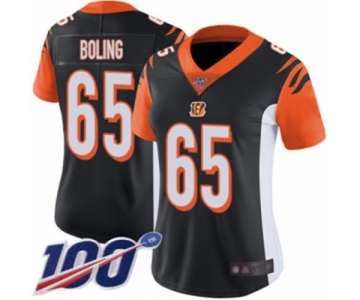 Women's Cincinnati Bengals #65 Clint Boling Black Team Color Vapor Untouchable Limited Player 100th Season Football Jersey