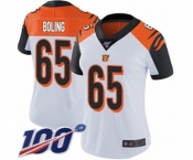 Women's Cincinnati Bengals #65 Clint Boling White Vapor Untouchable Limited Player 100th Season Football Jersey