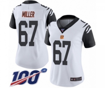 Women's Cincinnati Bengals #67 John Miller Limited White Rush Vapor Untouchable 100th Season Football Jersey