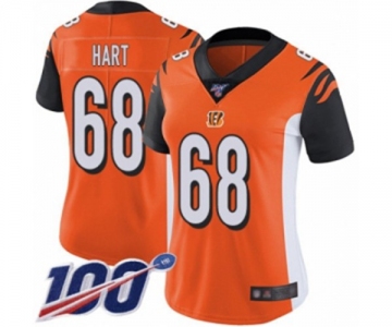 Women's Cincinnati Bengals #68 Bobby Hart Orange Alternate Vapor Untouchable Limited Player 100th Season Football Jersey